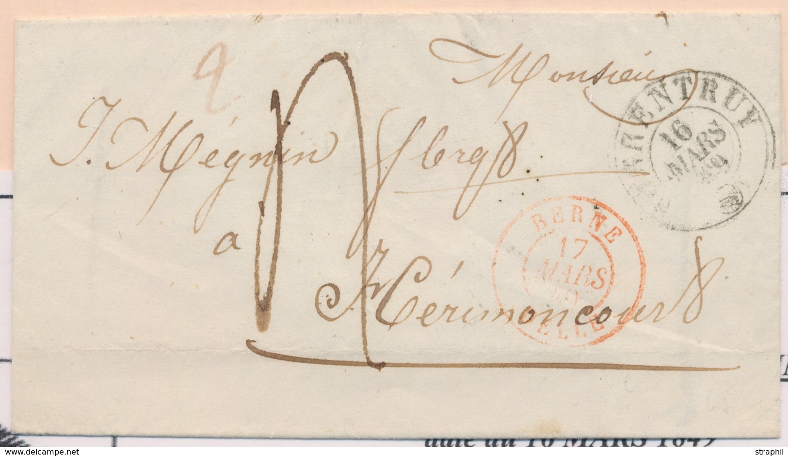 LAC N°690 - BERNE/DELLE (Rge) - 17/3/49 - De Porentruy - Pr Hérimoncourt - TB - 1801-1848: Precursores XIX