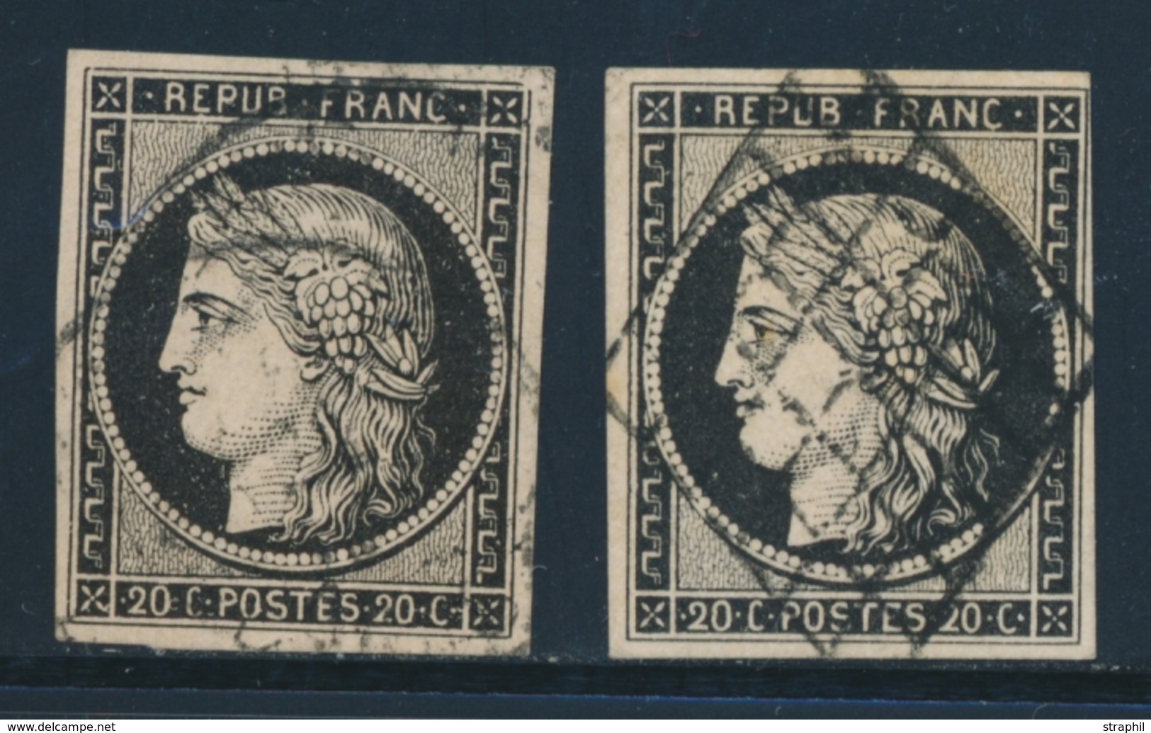 O N°3 (x2) - Obl. Grille Et Càd - TB - 1849-1850 Ceres