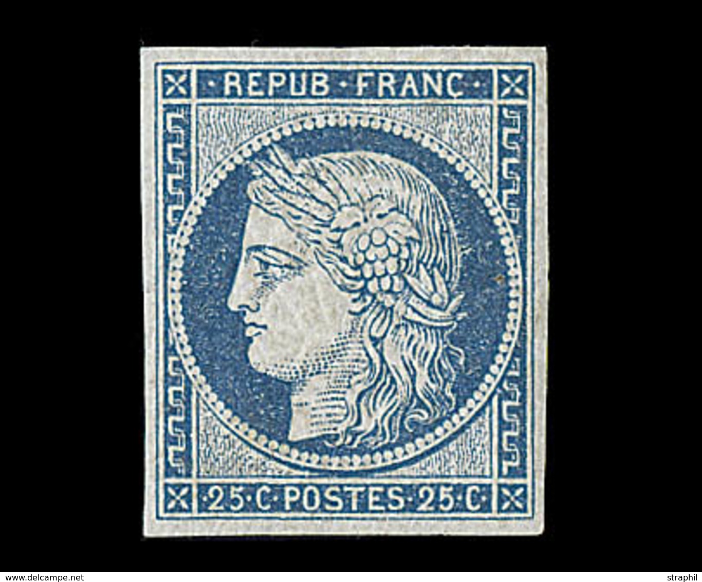 ** N°4 - 25c Bleu - Qques Tâches Jaunes - Signé Calves- TB - 1849-1850 Cérès