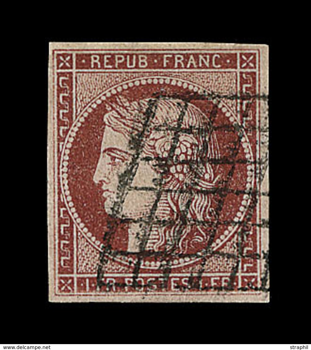 O N°6 - 1F Carmin Foncé - Obl. Grille - TB - 1849-1850 Cérès