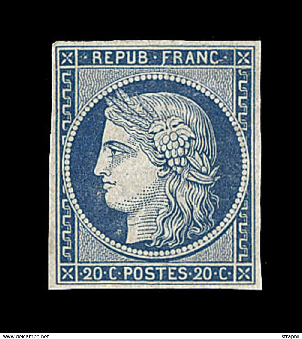 (*) N°8 - 20c Bleu Foncé - Signé Calves - TB - 1849-1850 Cérès