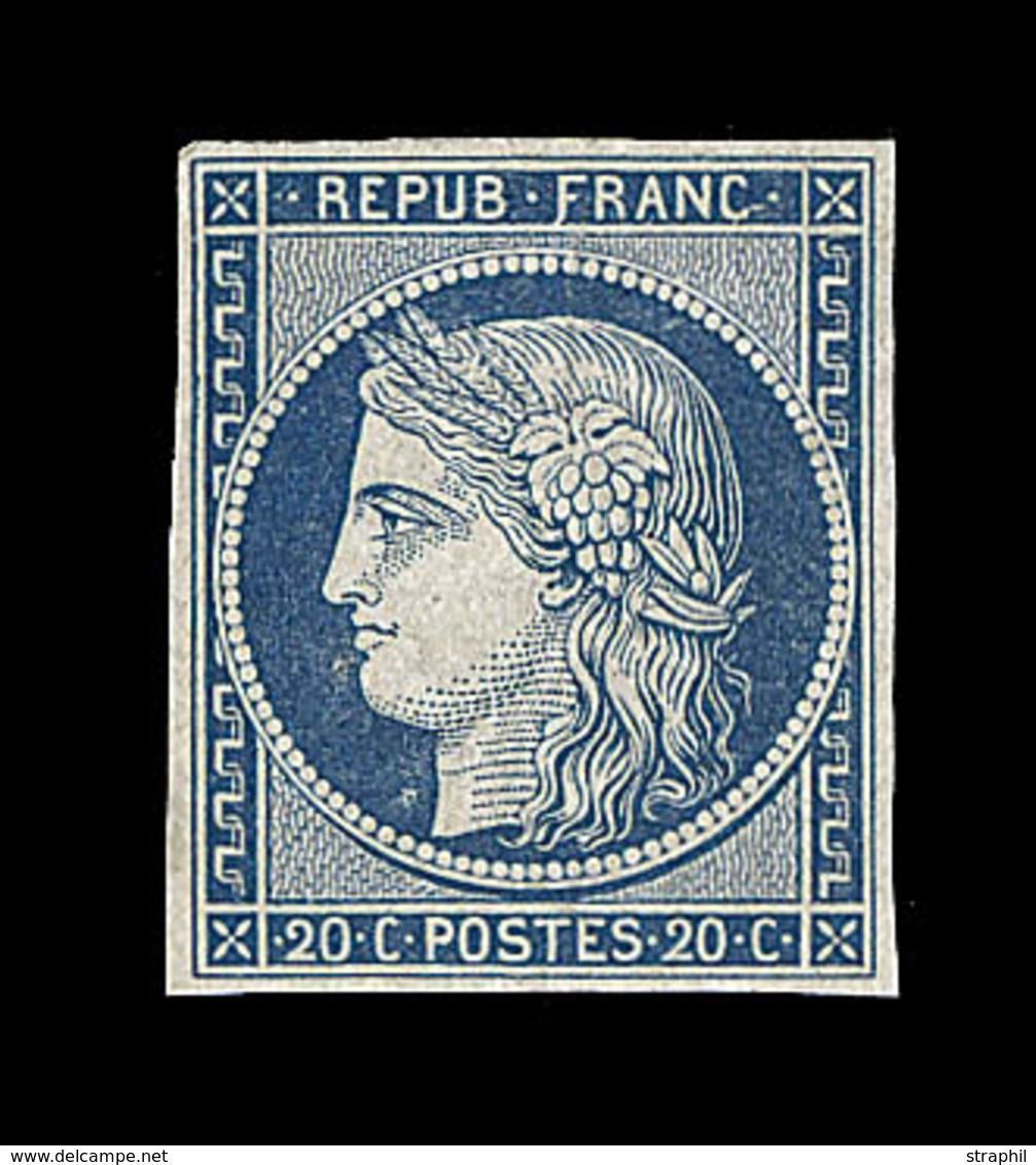 (*) N°8 - 20c Bleu Foncé - Signé Calves - TB - 1849-1850 Ceres