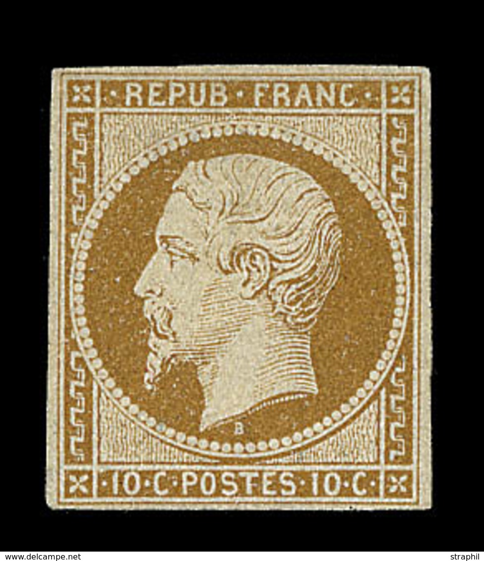 * N°9 - 10c Bistre Jaune - Signé Brun/Pigeron - Rare - TB - 1852 Louis-Napoléon