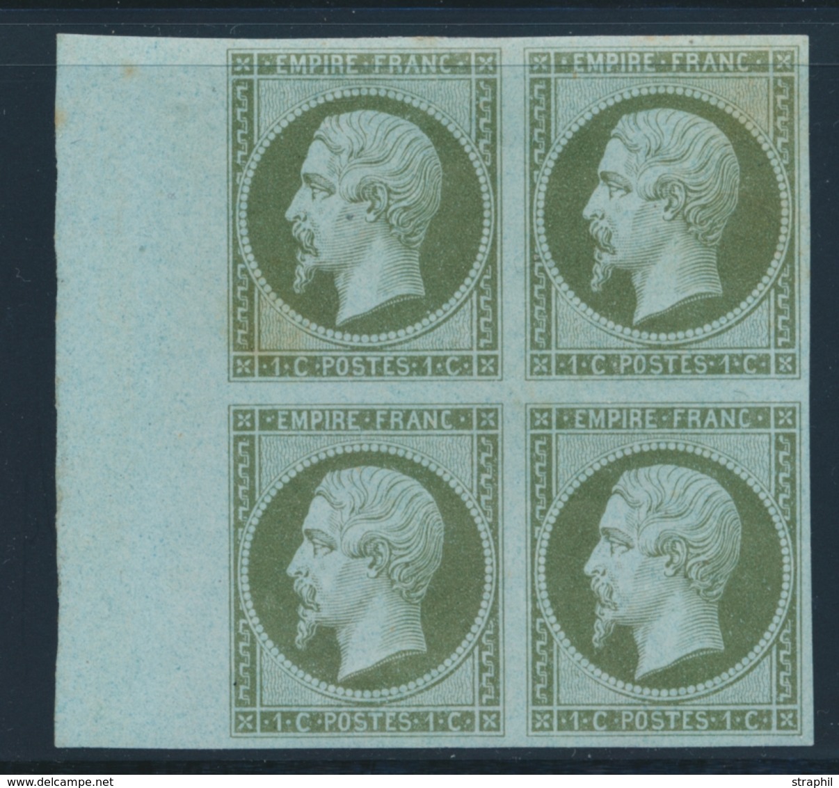 * N°11 - Bloc De 4 - BDF (10mm) - Charnière Légère - TB - 1853-1860 Napoleon III