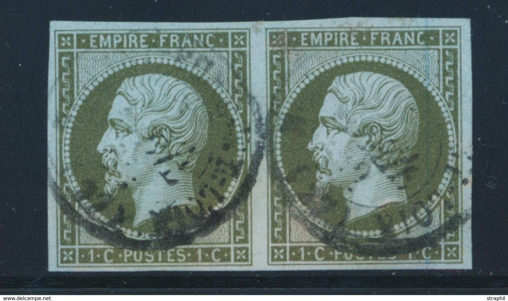 O N°11 - 1c Olive - Paire - TB - 1853-1860 Napoléon III
