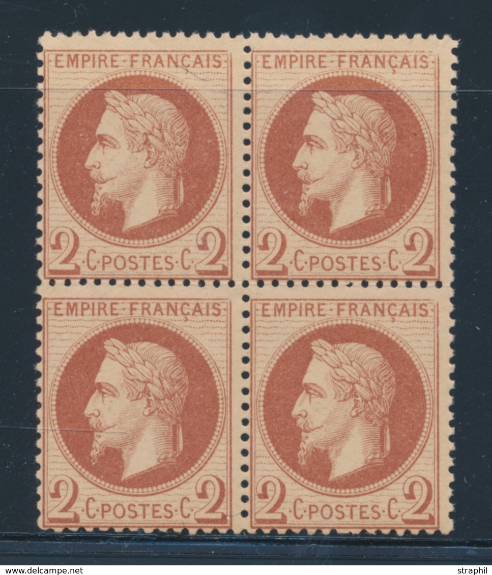 ** N°26 - 2c Rouge Brun - Bloc De 4 - TB - 1863-1870 Napoléon III Lauré