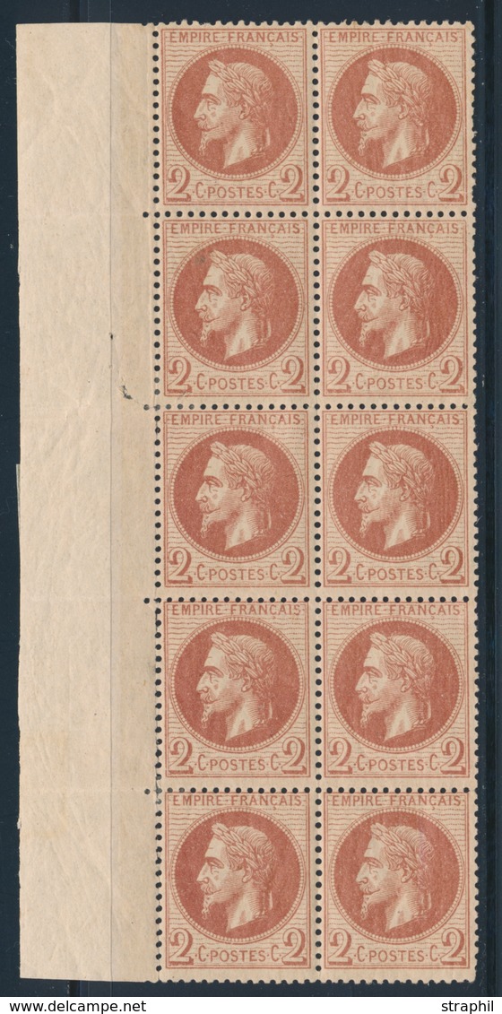 **/* N°26 - Bloc De 10 - BDF - Maj. ** - TB - 1863-1870 Napoléon III Con Laureles