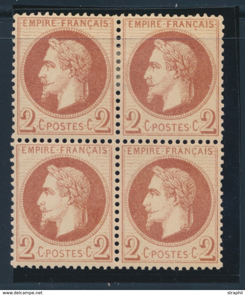 **/* N°26 - Bloc De 4 - 2 Ex ** - TB - 1863-1870 Napoléon III Lauré