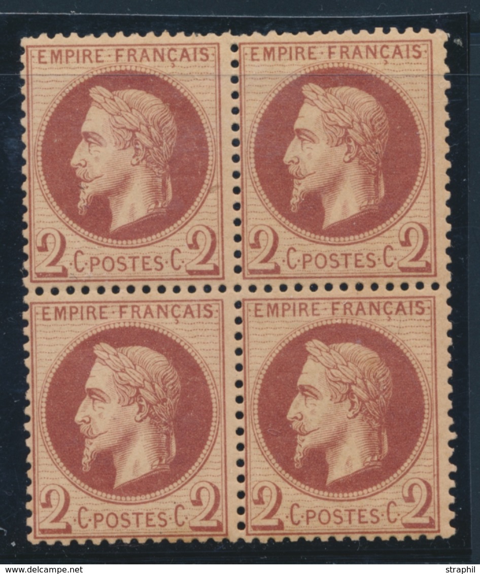 **/* N°26 - Bloc De 4 - 2 Ex ** - TB - 1863-1870 Napoléon III Lauré