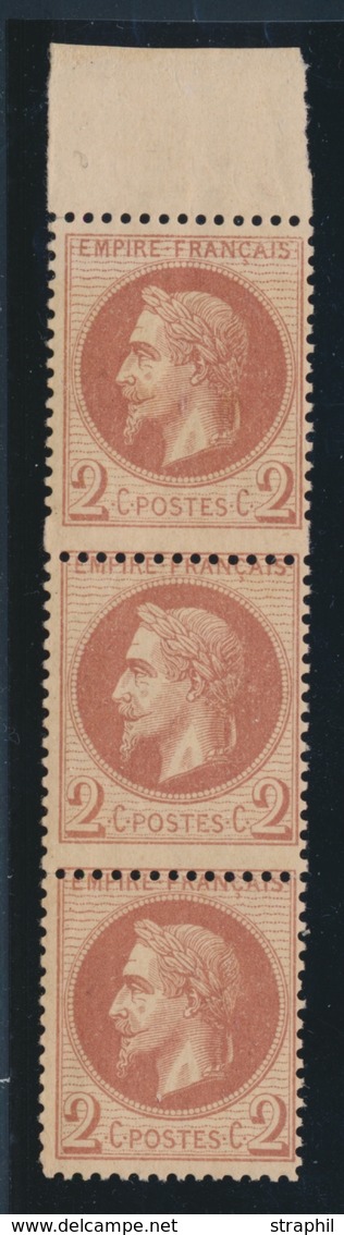 **/* N°26A - Bde De 3 Vertic. - BDF - 1 Ex ** - B/TB - 1863-1870 Napoléon III Con Laureles