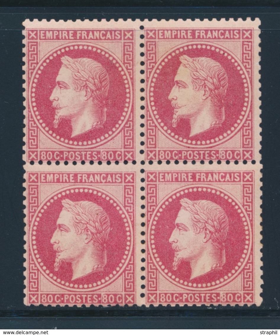 ** N°32 - 80c Rose - Bloc De 4 - Signé Calves, Brun Et Roumet - TB - 1863-1870 Napoléon III Con Laureles