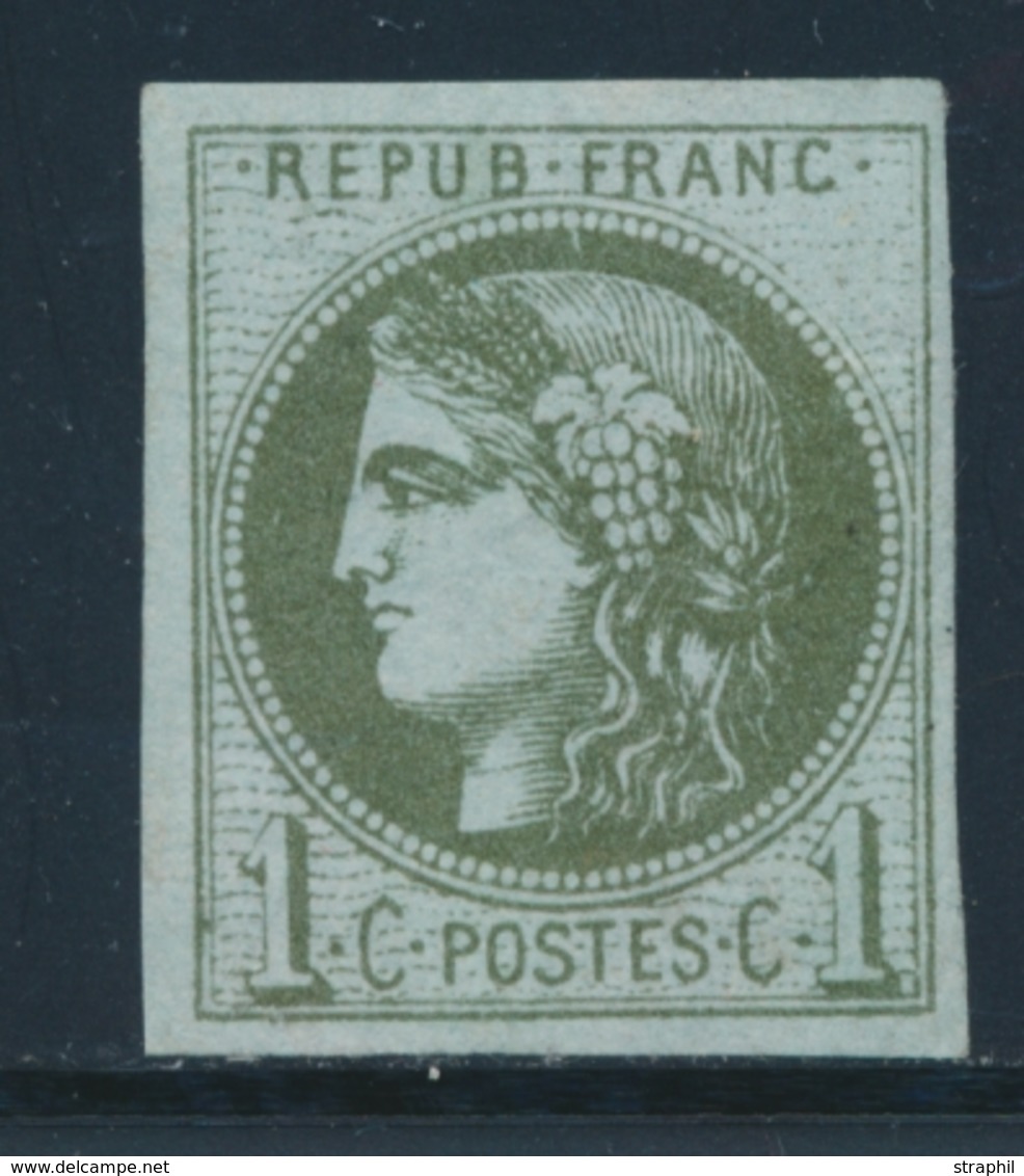 * N°39A - 1c Olive - R1 - Comme ** - TB - 1870 Bordeaux Printing