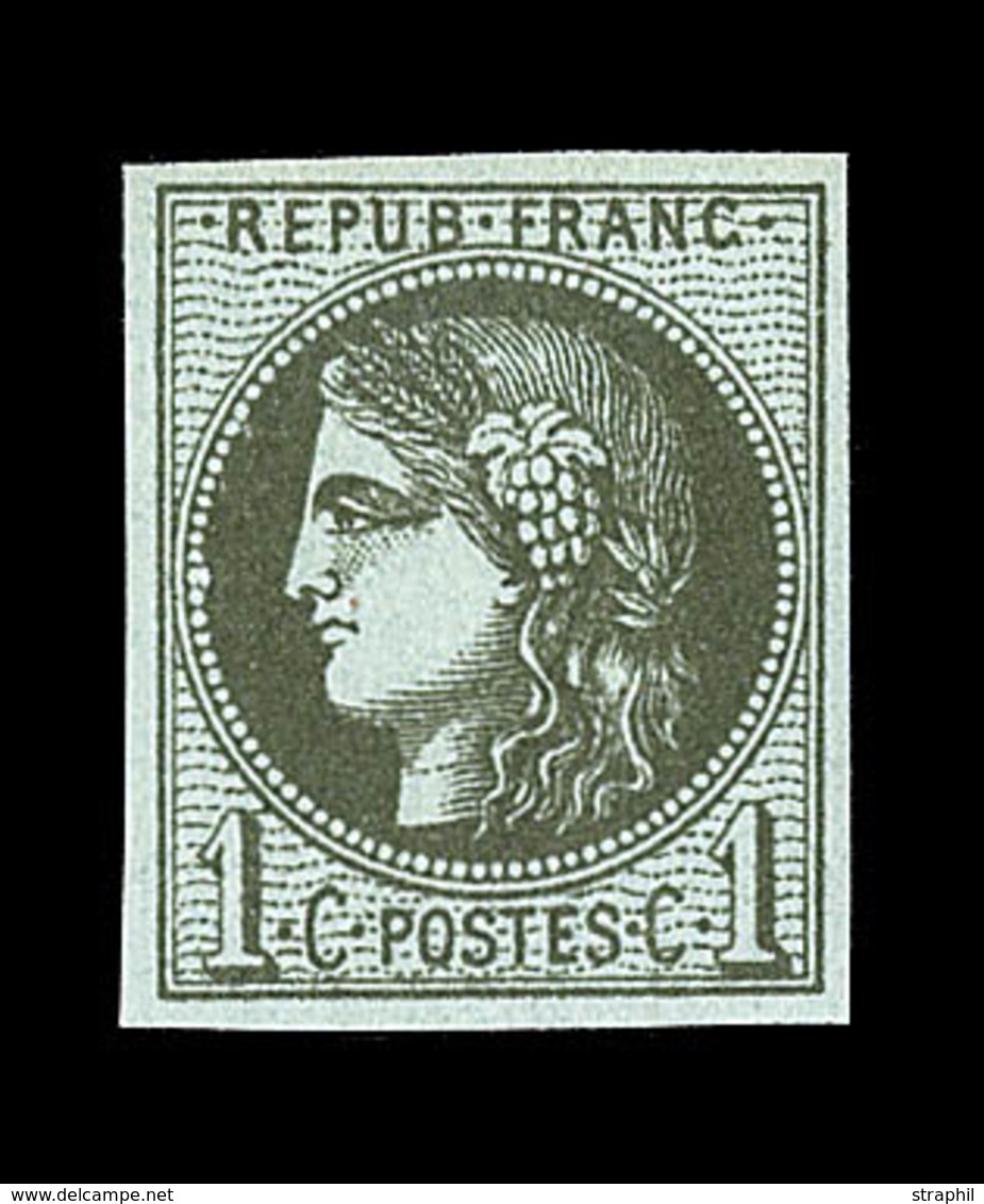 ** N°39Ab - 1c Olive Foncé - R1 - TB - 1870 Bordeaux Printing