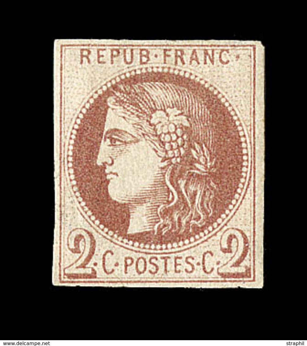 ** N°40Af - 2c Chocolat Clair - R1 - Impression Fine De Tours - Certif. Calves - TB - 1870 Bordeaux Printing