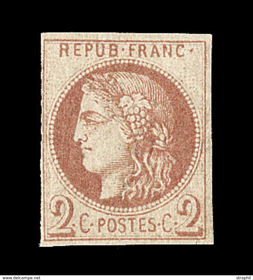 ** N°40Af - 2c Chocolat Clair - R1 - Impression Fine De Tours - Signé Calves - B - 1870 Uitgave Van Bordeaux