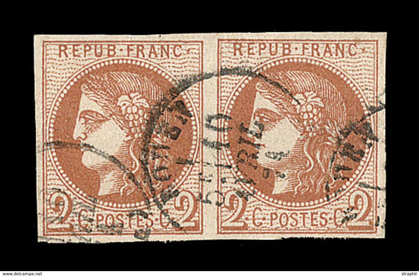 O N°40B - 2c Brun Rouge - Paire - R2 - TB - 1870 Bordeaux Printing