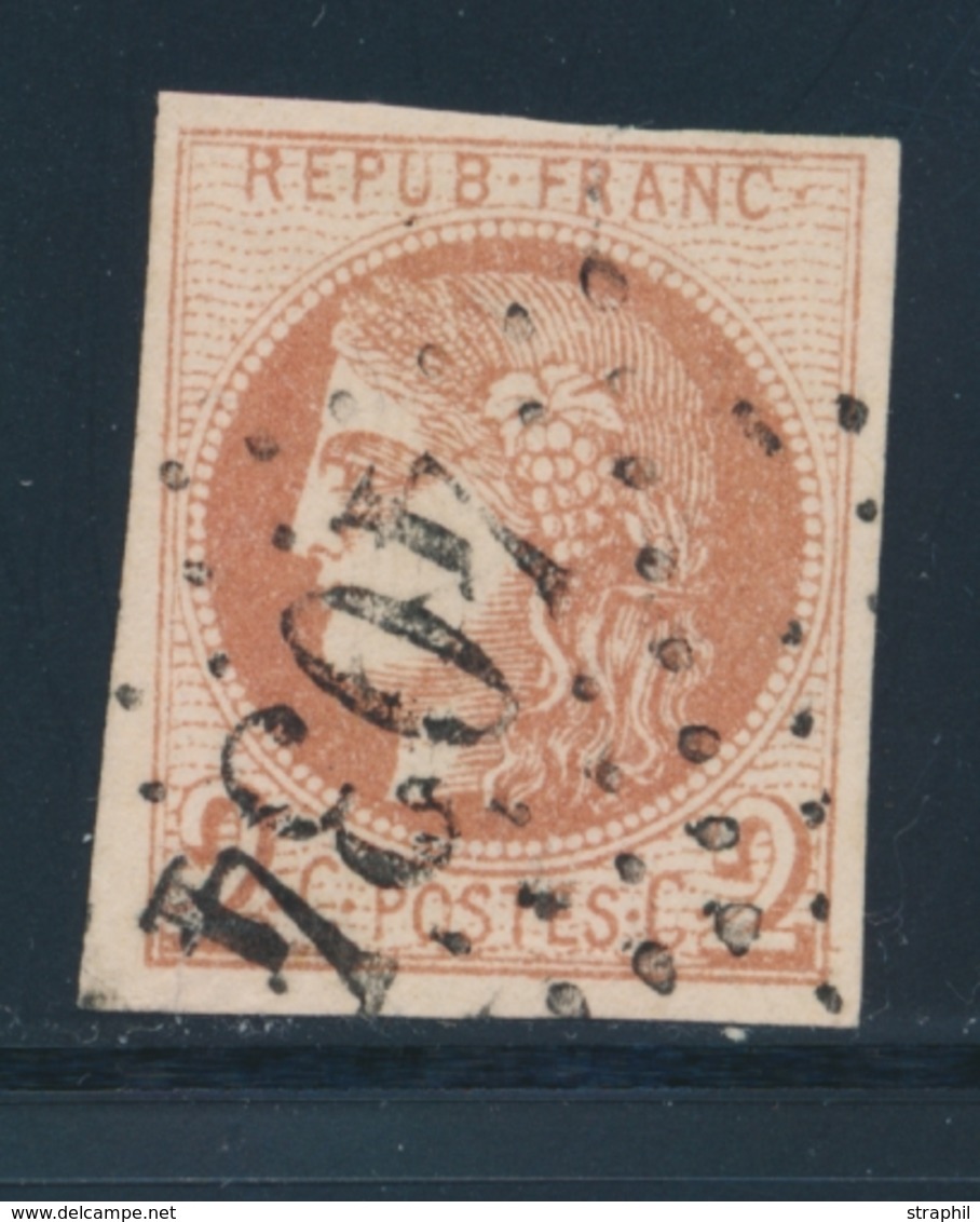 O N°40B - 2c Brun Rouge - R2 - Obl. GC 4034 - Signé Brun - TB - 1870 Ausgabe Bordeaux