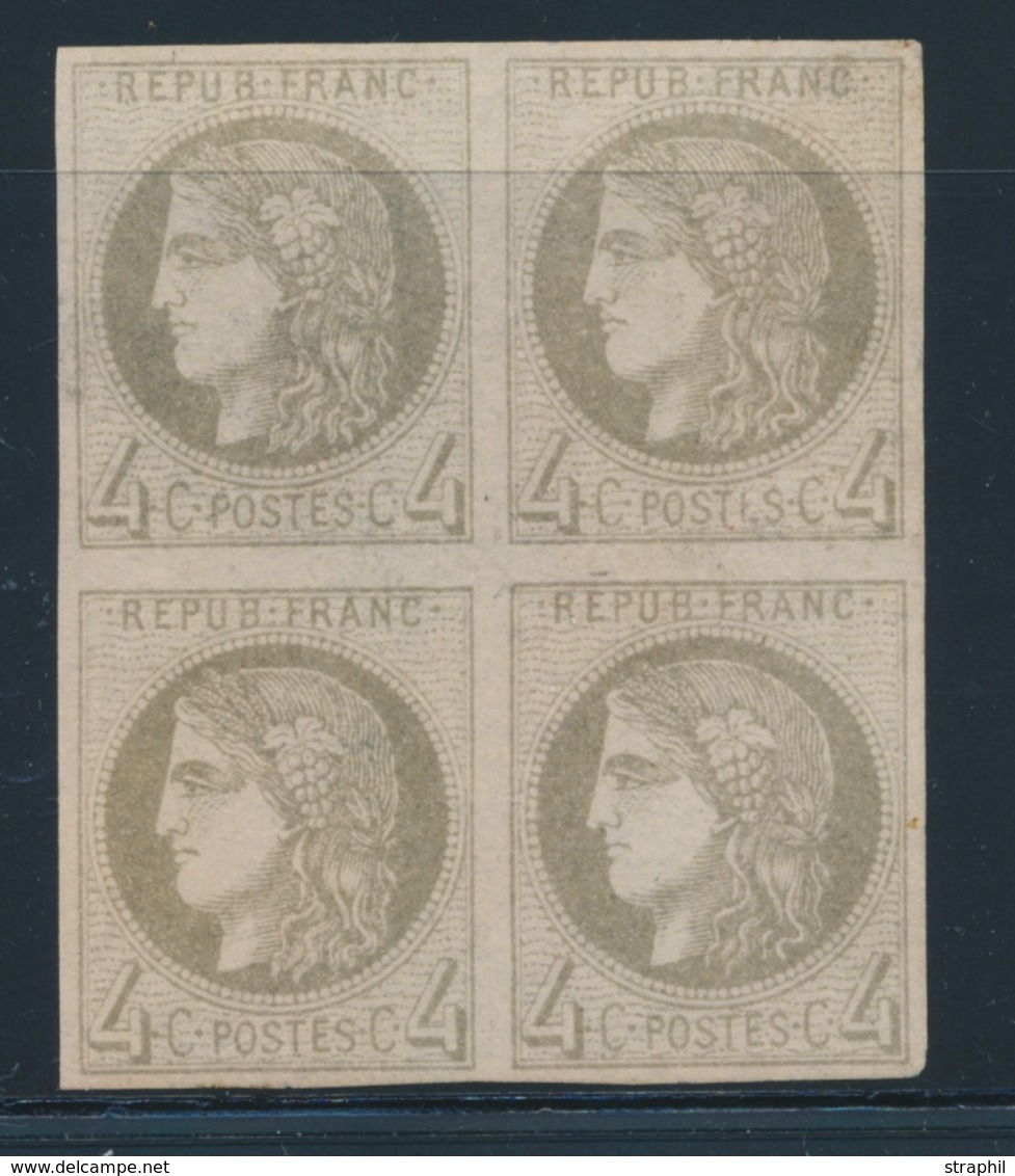 ** N°41B - 4c Gris - R2 - Bloc De 4 - TB - 1870 Bordeaux Printing