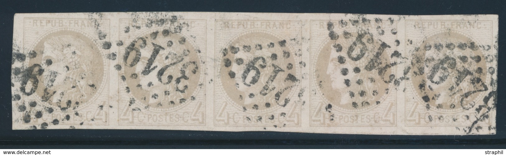 O N°41B - Bde De 5 - Obl. GC 3219 - Léger Pli - Sinon TB - 1870 Bordeaux Printing