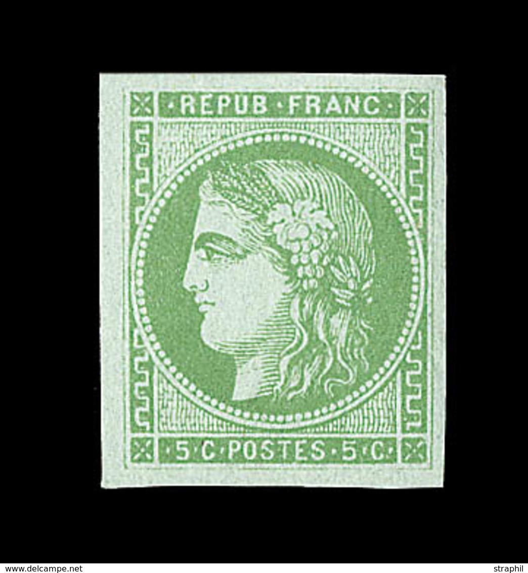 * N°42B - 5c Vert Jaune - R2 - Signé Roumet - TB - 1870 Bordeaux Printing