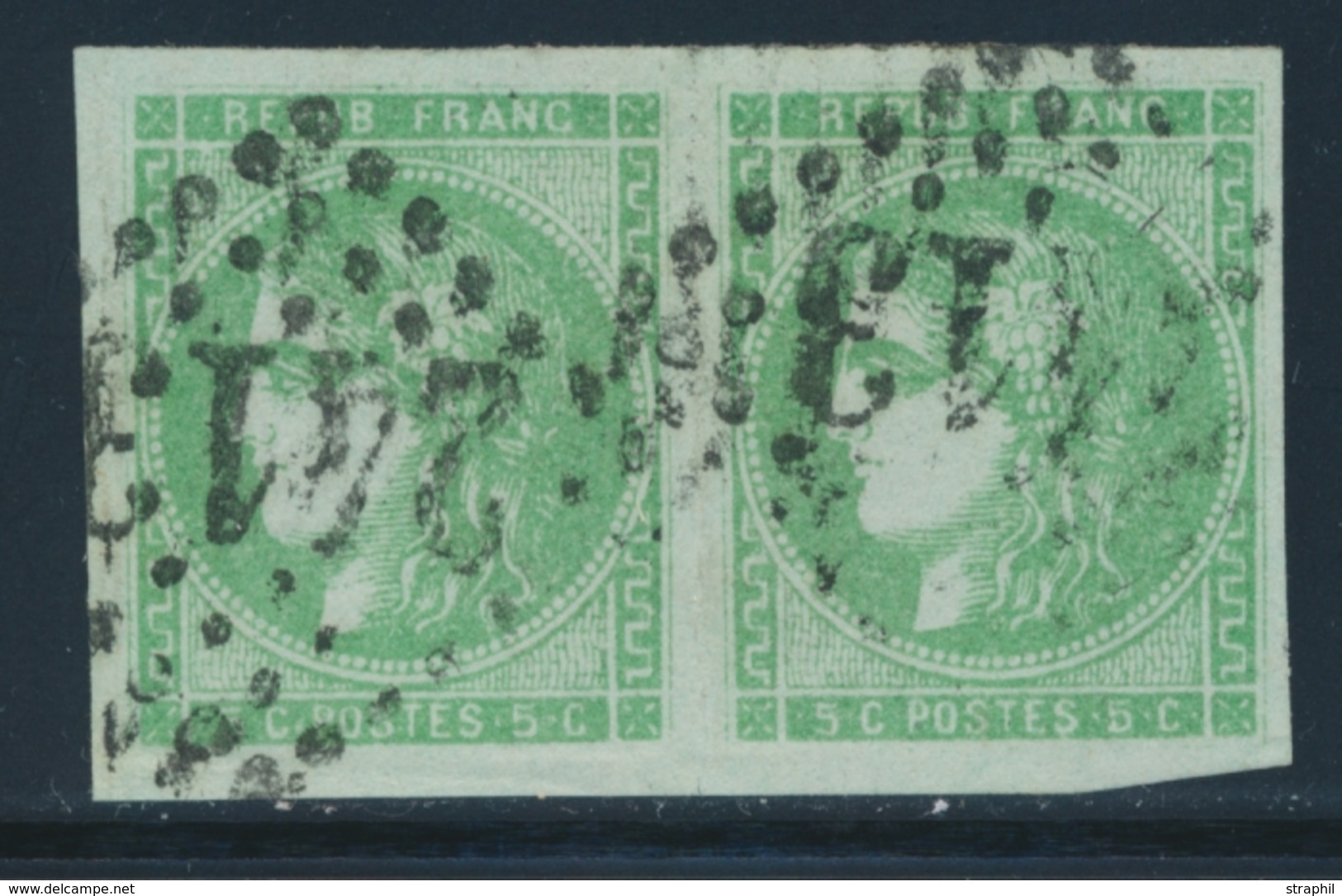 O N°42B - Paire - Obl GC 2413 - Signé Behr - TB - 1870 Bordeaux Printing