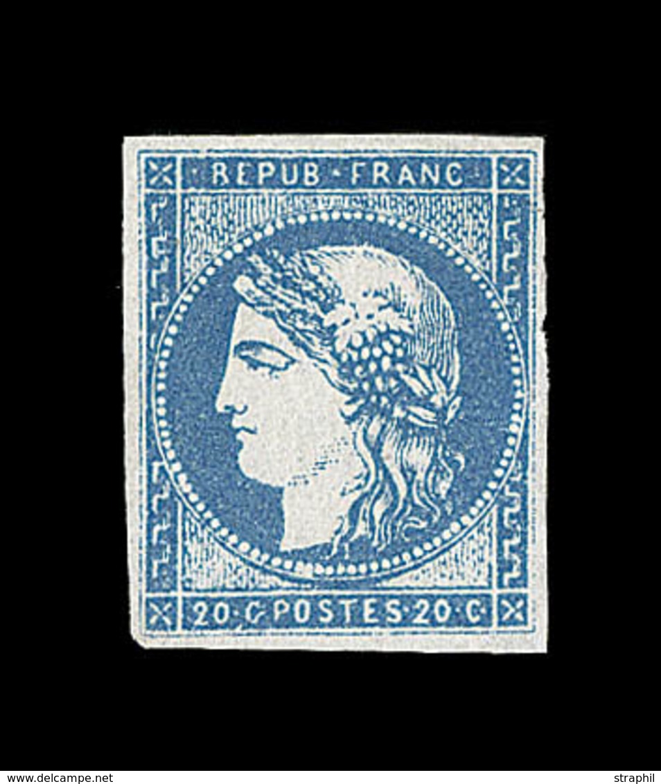 (*) N°44A - 20c Bleu - Report 1 - Signé Calves + Certificat - TB - 1870 Bordeaux Printing