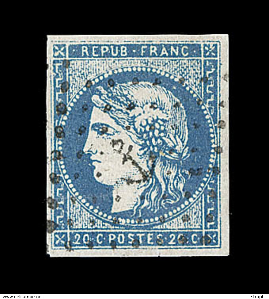 O N°44A - 20c Bleu - Type I - R1 - Obl. Ancre - TB - 1870 Emission De Bordeaux