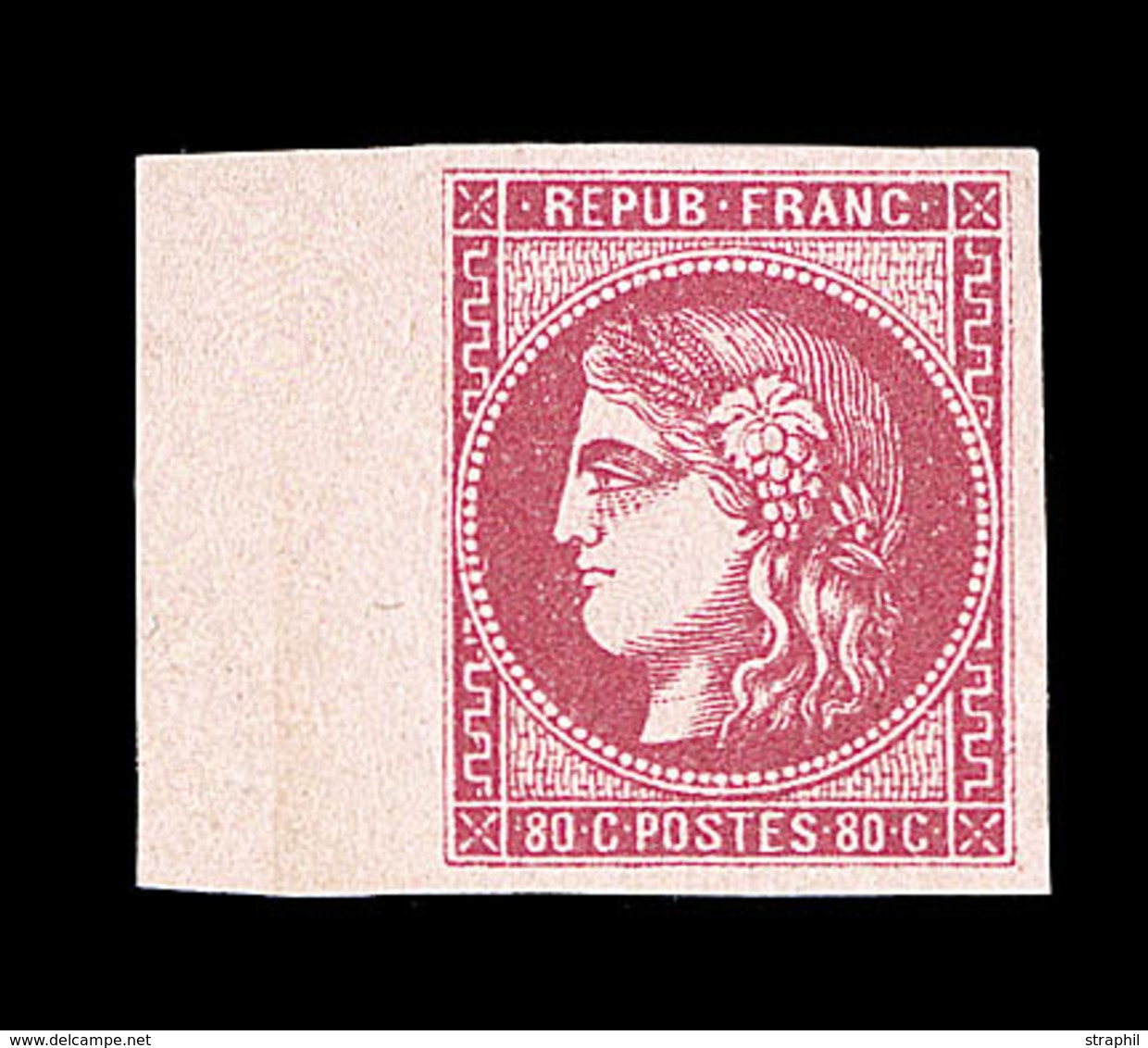 ** N°49 - 80c Rose - Signé Brun - TB - 1870 Ausgabe Bordeaux
