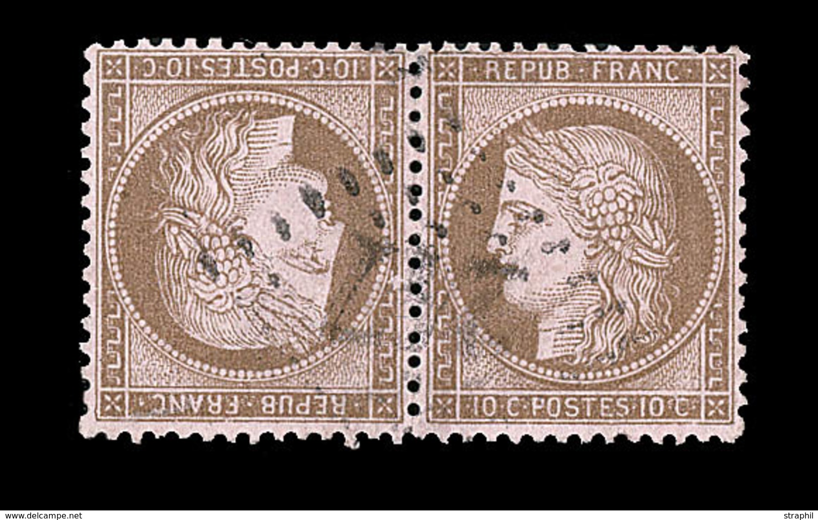 O N°58c - 10c Brun S/rose - Tête Bêche - Obl. GC 247 - Infime éraflure Au Recto - Sinon TB - 1871-1875 Cérès