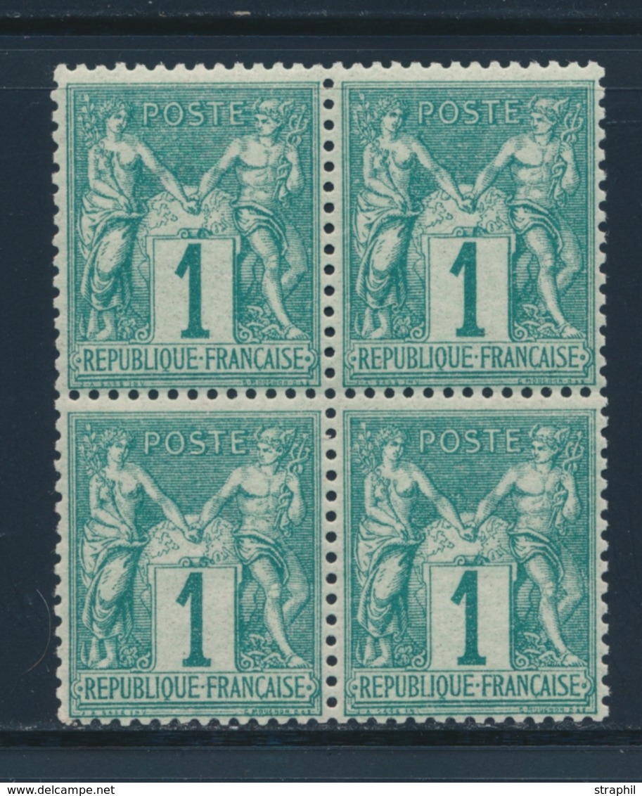 ** N°61 - 1c Vert - Bloc De 4 - Signé Calves - TB - 1876-1878 Sage (Type I)