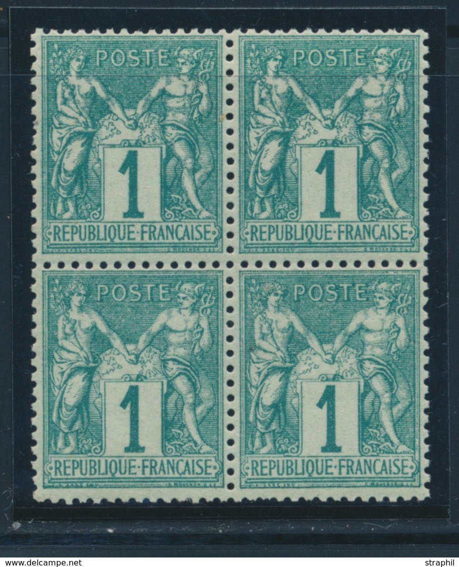 ** N°61 - 1c Vert - Bloc De 4 - Signé JF Brun - TB - 1876-1878 Sage (Type I)