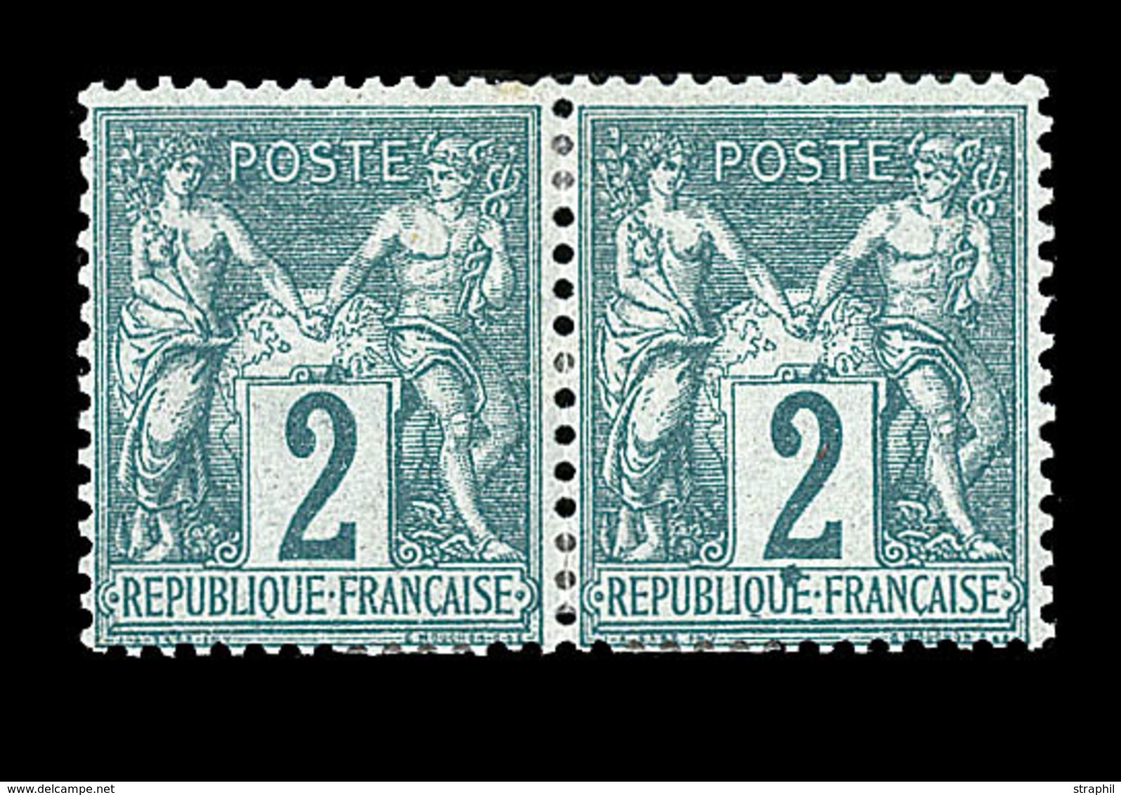 * N°62 - 2c Vert - Paire - TB - 1876-1878 Sage (Type I)