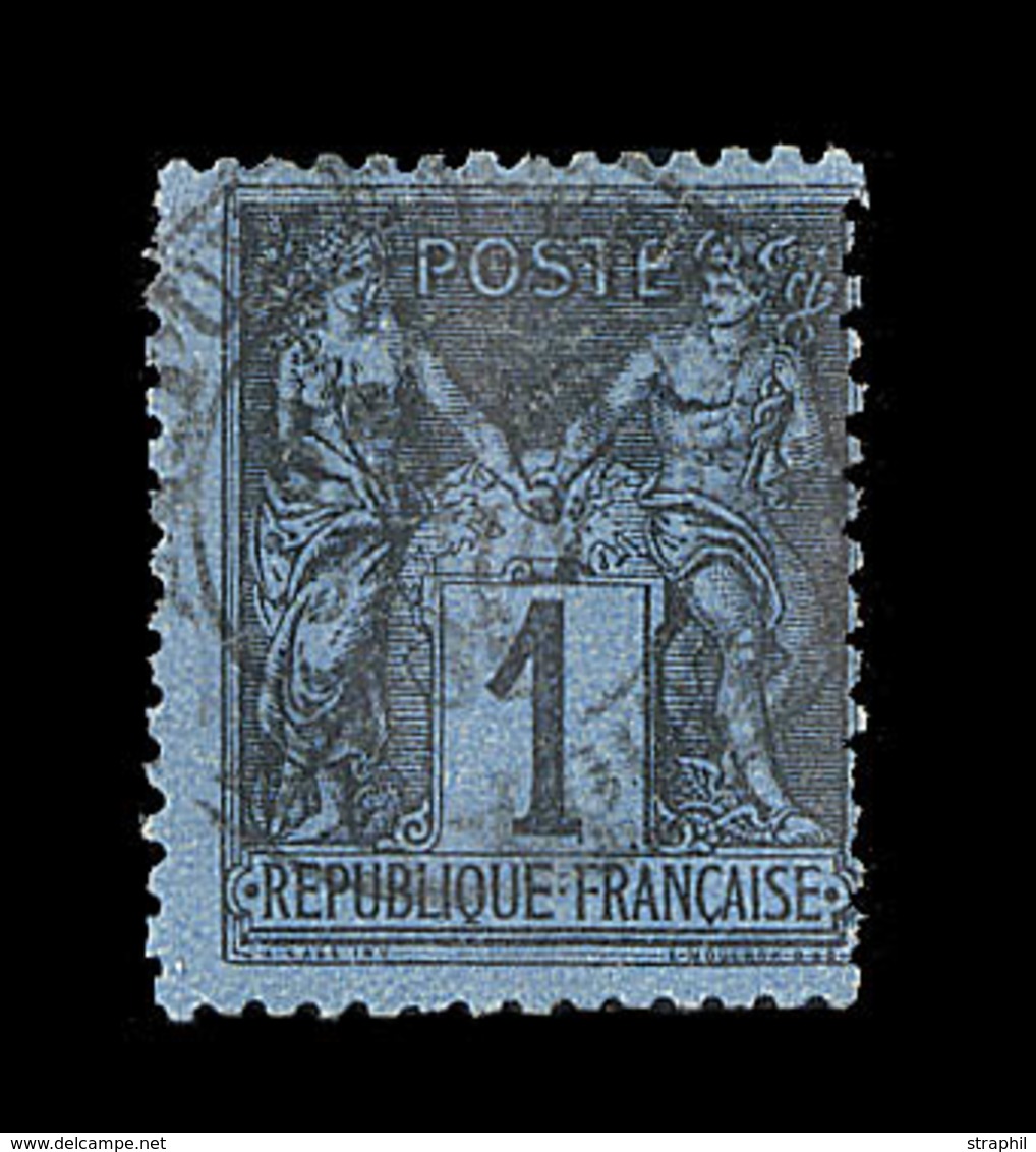 O N°84 - 1c Noir S/Bleu De Prusse - Pli S/une Dent D'angle - 1876-1878 Sage (Type I)