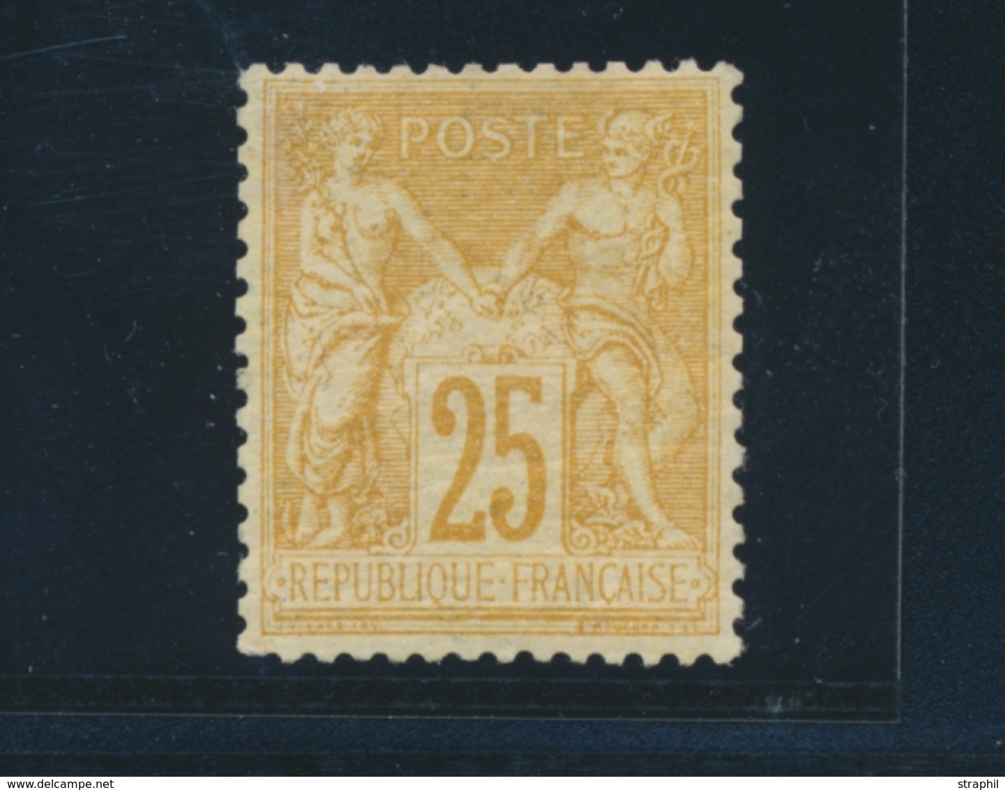 ** N°92 - 25c Bistre S/jaune - Signé Calves - TB - 1876-1878 Sage (Type I)