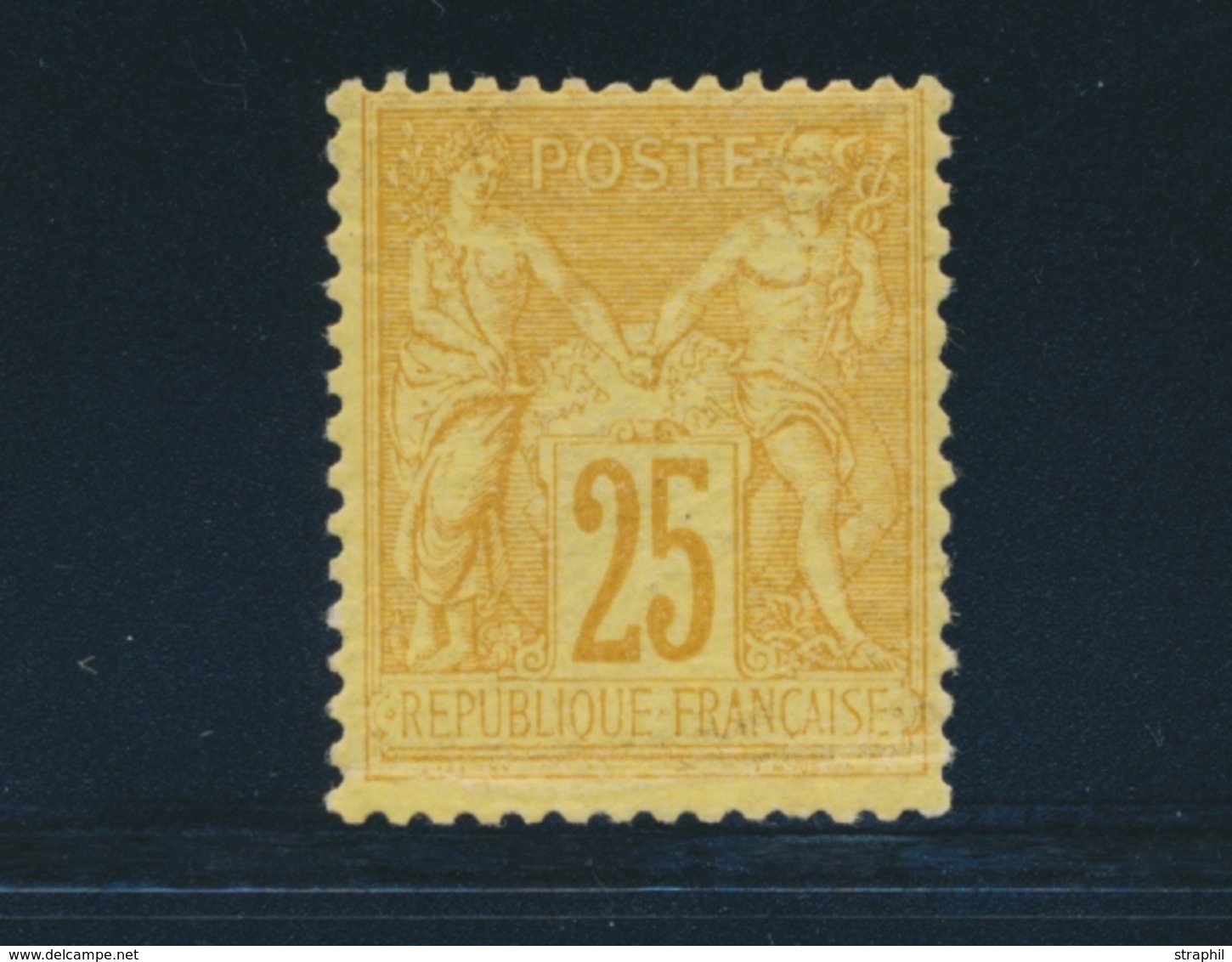 ** N°92 - 25c Bistre S/jaune - Léger Pli Horiz. - 1876-1878 Sage (Type I)