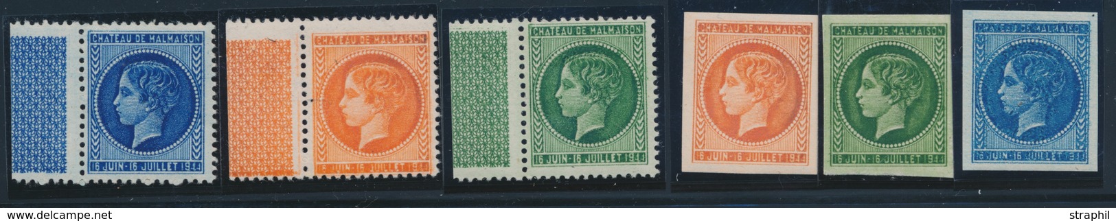 ** Lot De 6 Val Du Prince Impérial - Château De Malmaison - 3 Ex Dentelés Et 3 Ex ND Vert/rouge/bleu - TB - Neufs