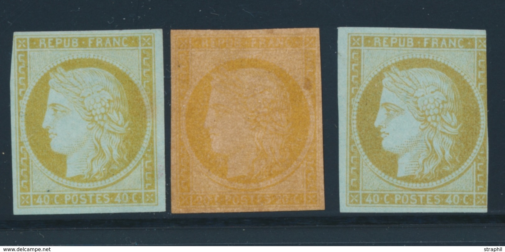 (*) Lot De 3 Cérès 1849 - 2 X 40c Orange S/vert, 1 X 20c Bistre - B/TB - Ongebruikt