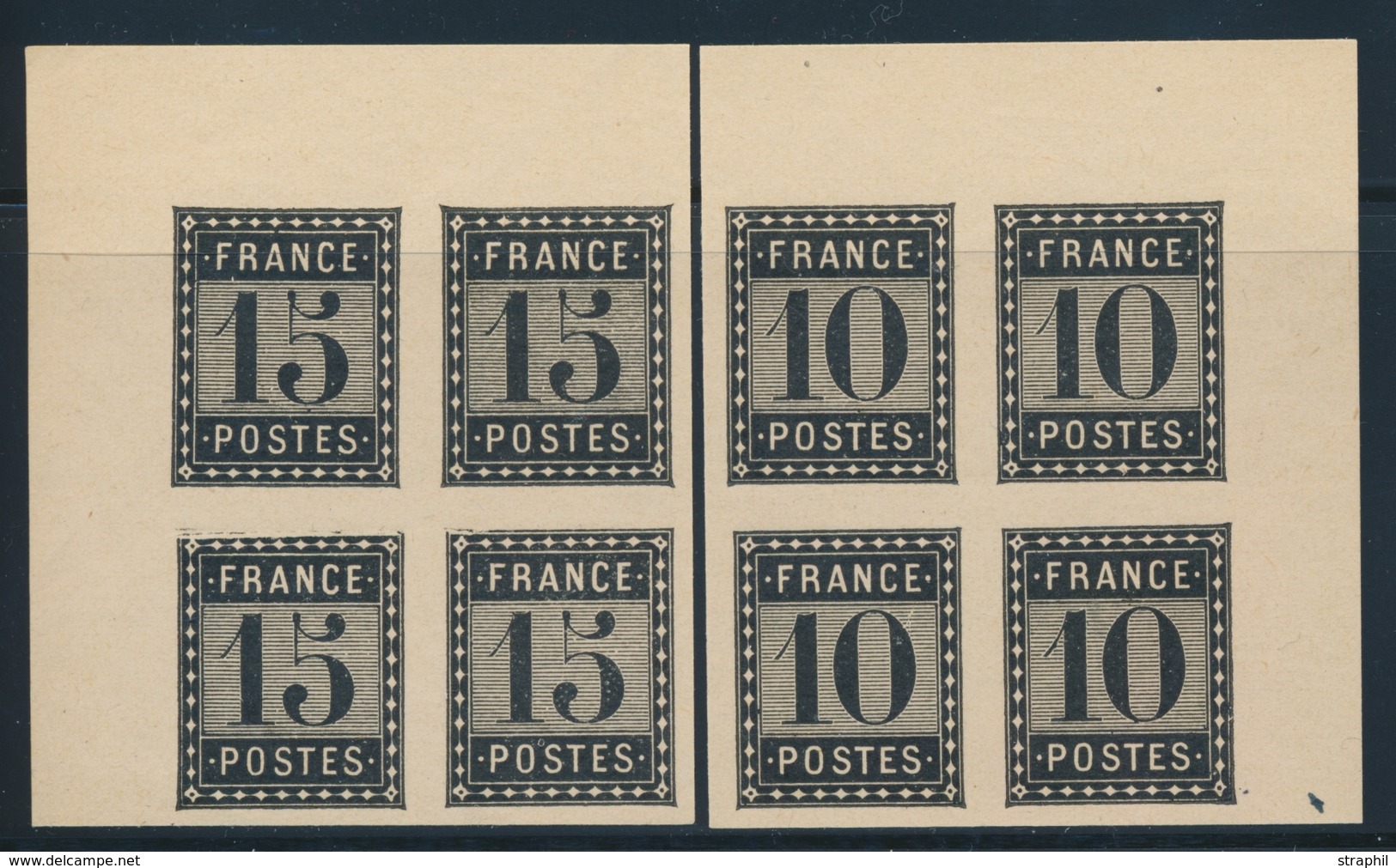 (*) Imprimerie Nationale - 10c Noir Et 15c Noir - En Bloc De 4 CDF  - TB - Unused Stamps