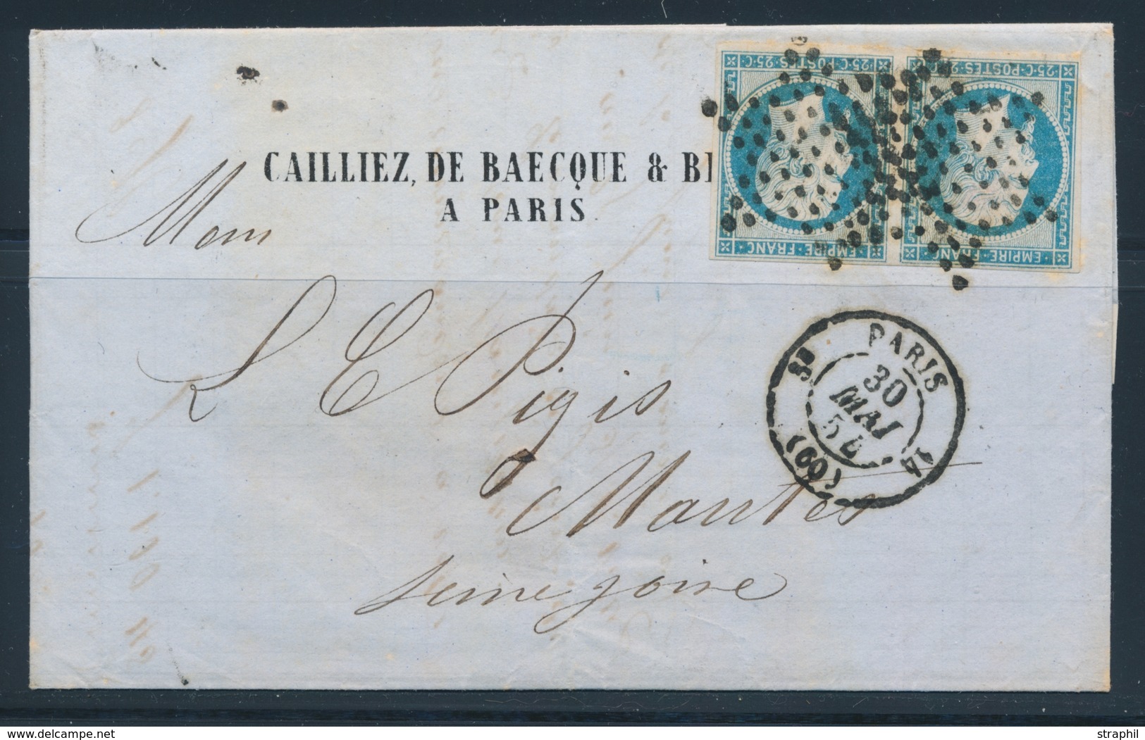 LAC N°15 - Paire - Obl. Étoile Muette - PARIS - 305/54 - Pr Mantes - B/TB - 1849-1876: Période Classique