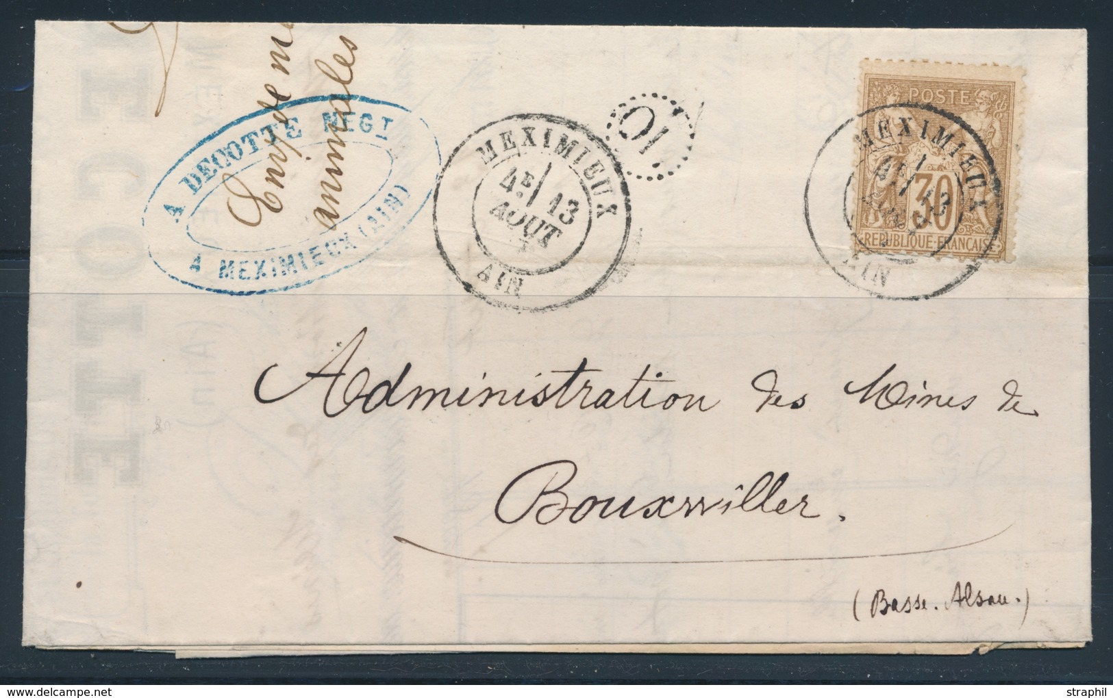 LAC N°69 - Obl. T18 Meximieux - 13/Aout/77 + "OL" - Pr Bouxwiller - TB - 1849-1876: Classic Period