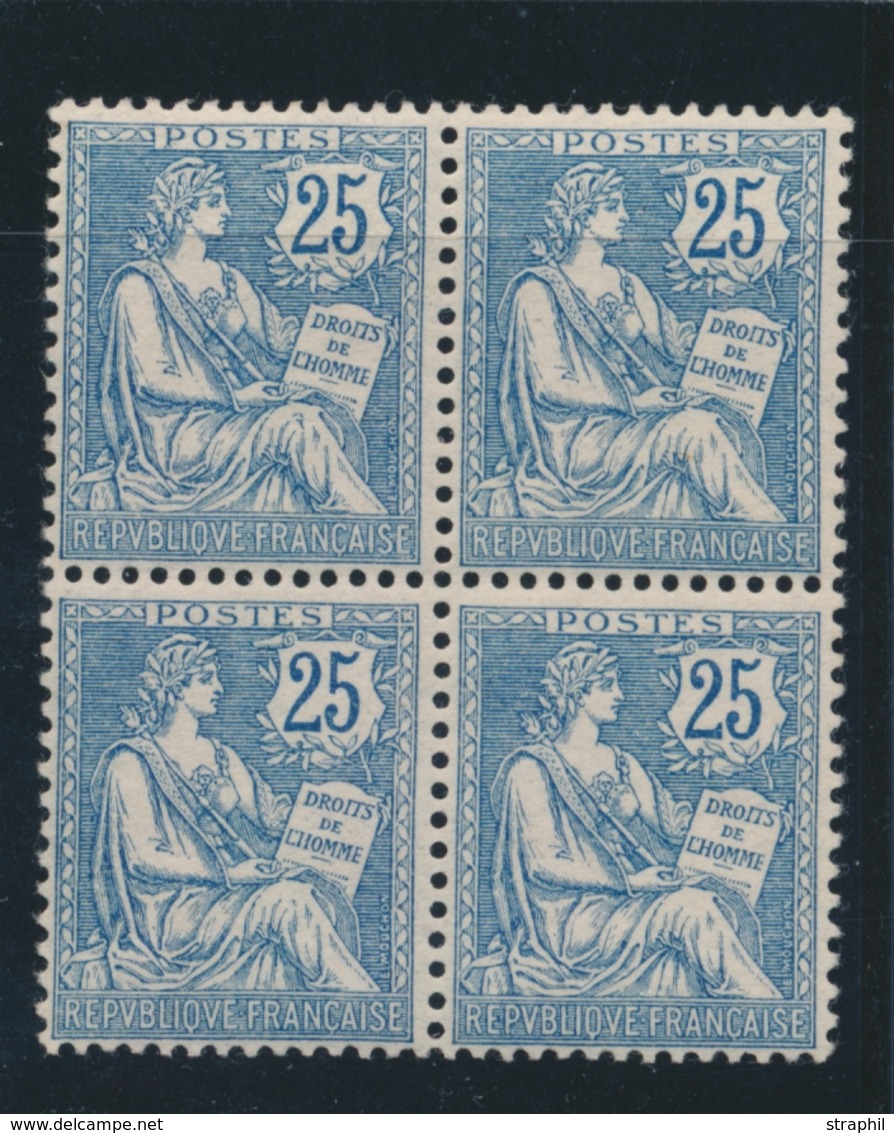 ** N°127 - 25c Bleu - Bloc De 4 - TB - 1900-02 Mouchon