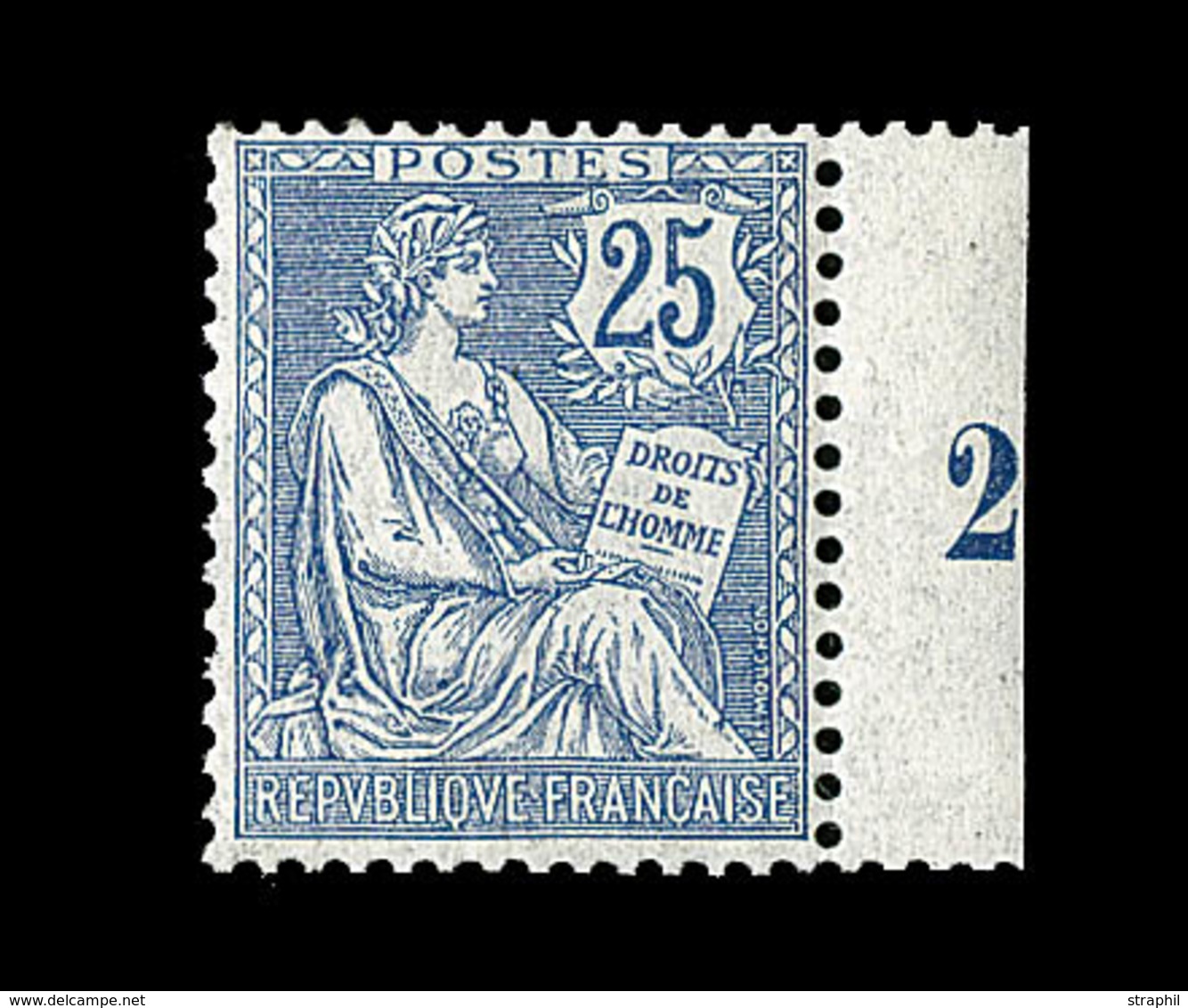 ** N°127 - 25c Bleu - Amorce Mill. 2 - TB Centrage - TB - 1900-02 Mouchon