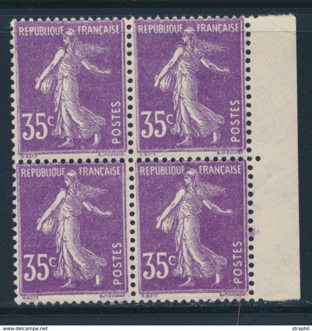 ** N°142b - Type II - Bloc De 4 - BDF - TB - 1906-38 Semeuse Camée