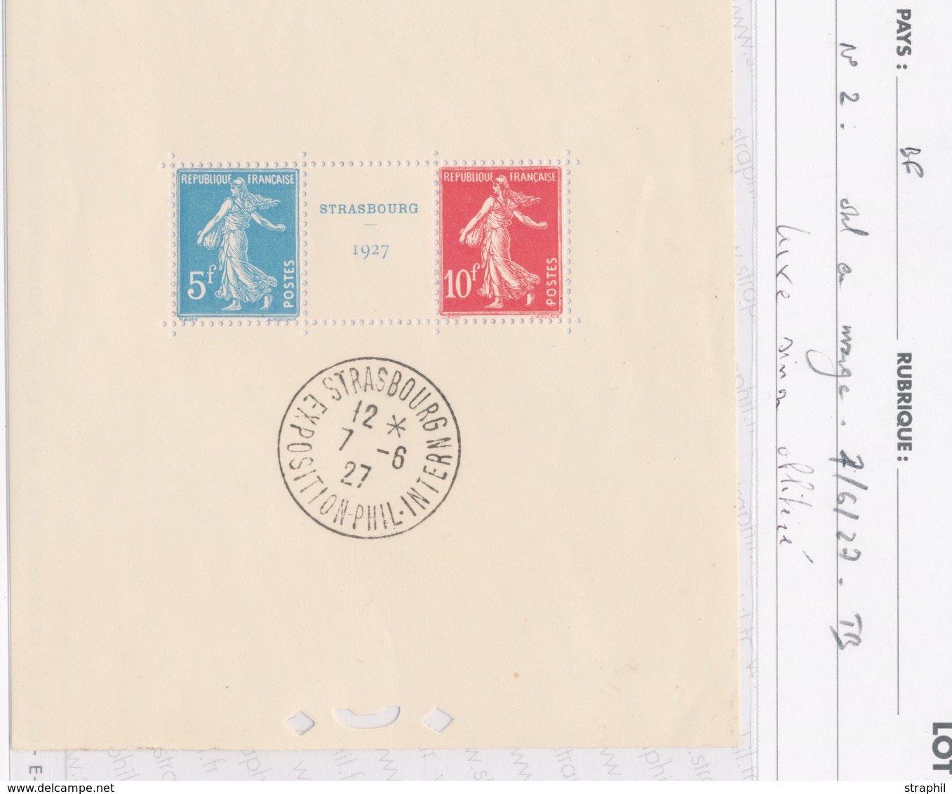 ** N°2 - STRASBOURG 1927 Obl. En Marge - 7/6/27 - TB - Nuevos