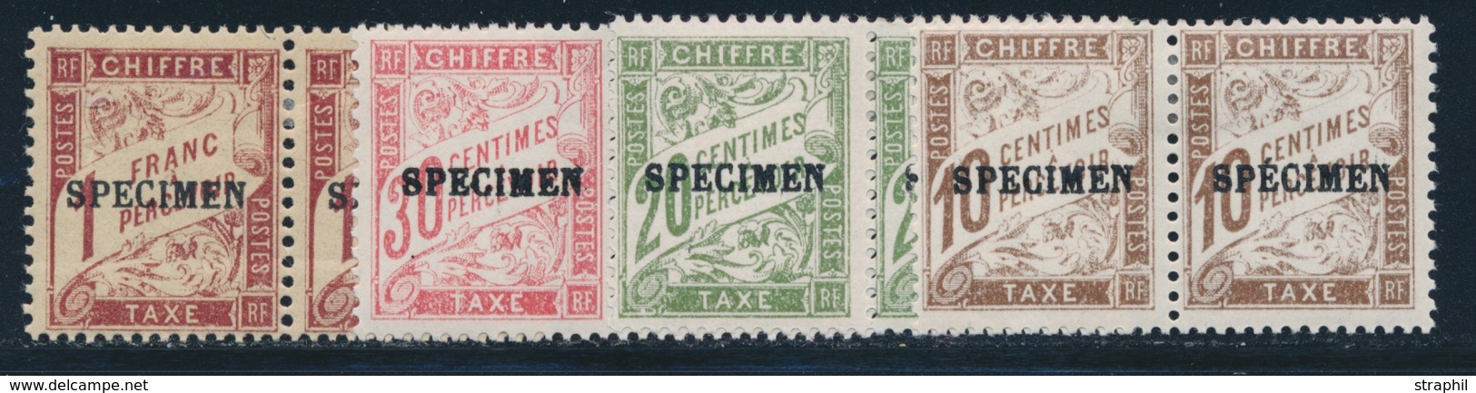 * TIMBRES TAXE N°29 CI2, 31, 33, 40 Dt Variété Sans Accent S/SPECIMEN - TB - Cours D'Instruction