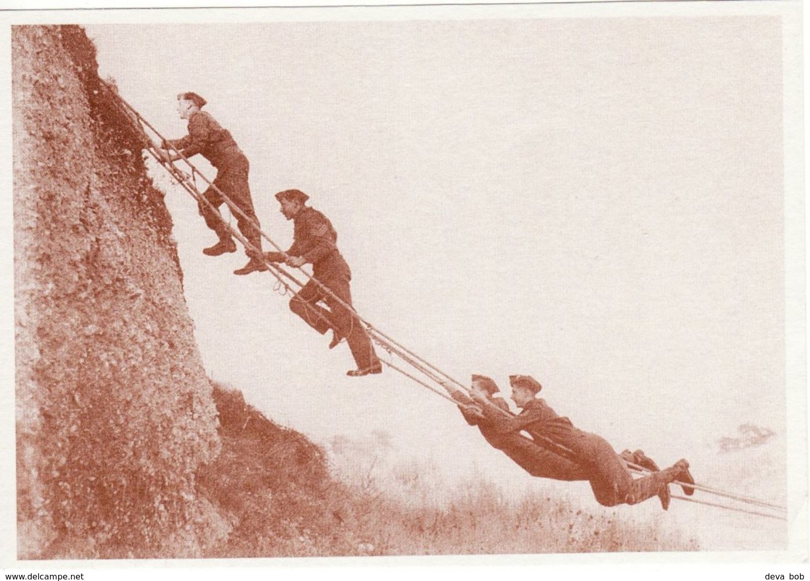 Sepia Postcard WW2 Home Guard Training D-Day Lancing Herald 1994 Soldier Rope - War 1939-45