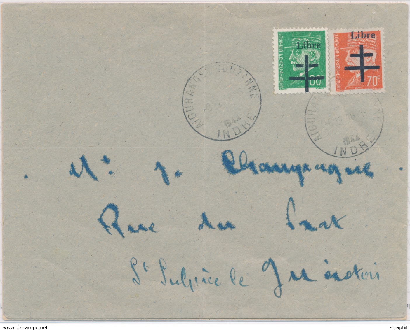 L Aigurande - S/2 Lettres - Afft N°2/3, 9 - Obl. Du 18/8/44 - TB - Libération