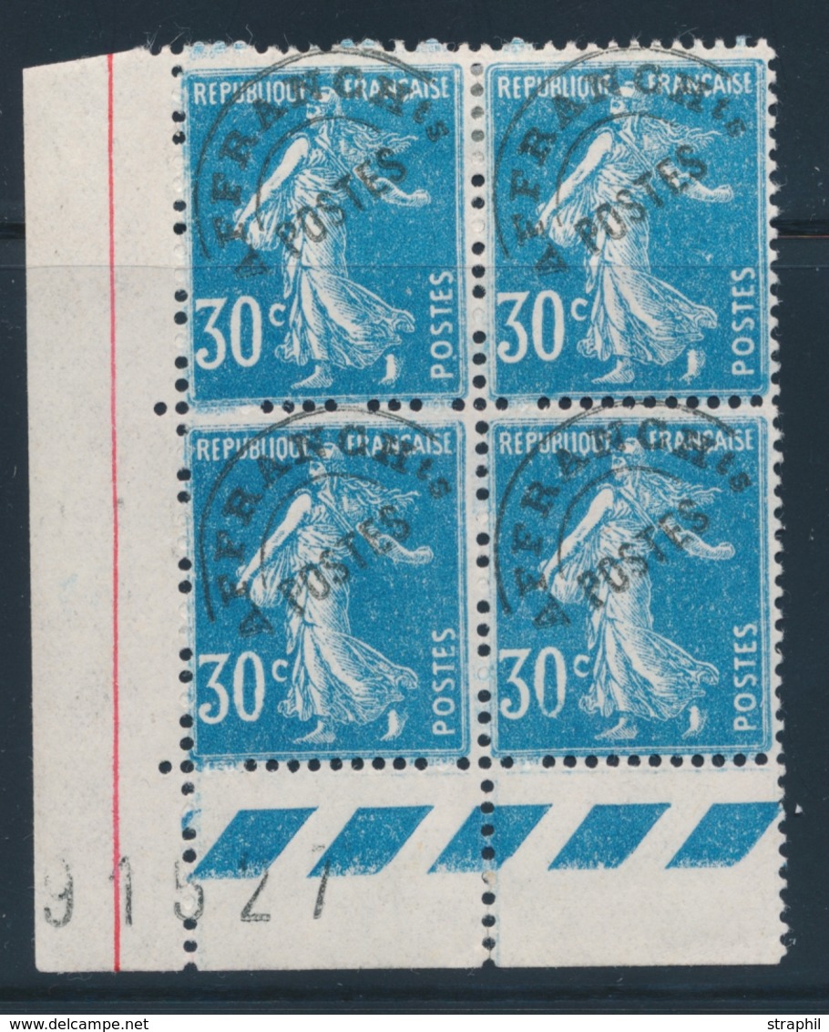 **/* N°60 - 30c Bleu - Bloc De 4 - CDF - Trait Rouge S/BDF - 2 Ex ** - TB - 1893-1947