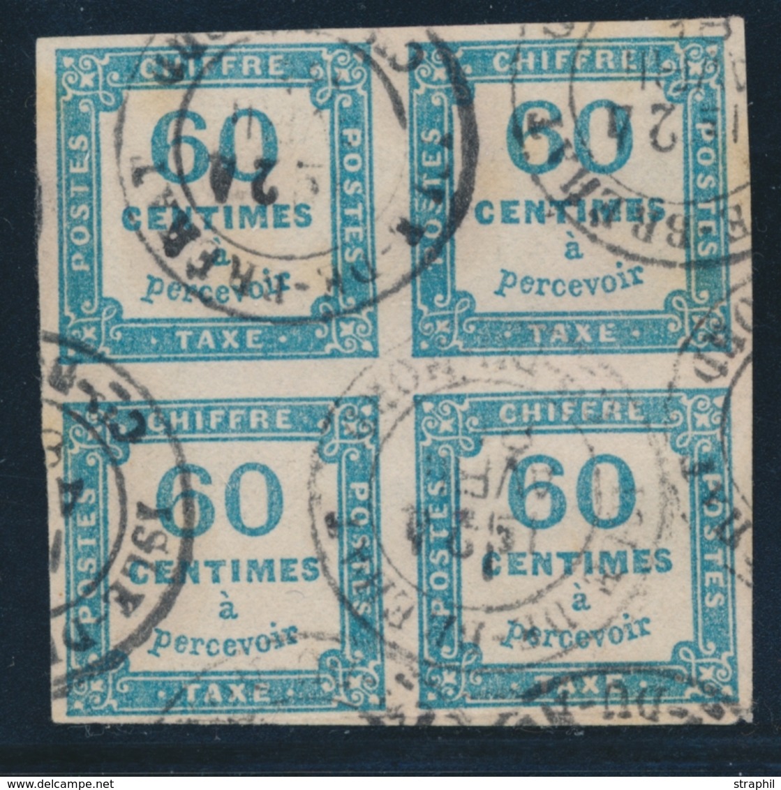 O N°9 - 60c Bleu - Bloc De 4 - Obl. Càd T18 Isle De Brehat - 24/4/8 ( ) - TB - 1859-1959 Nuevos