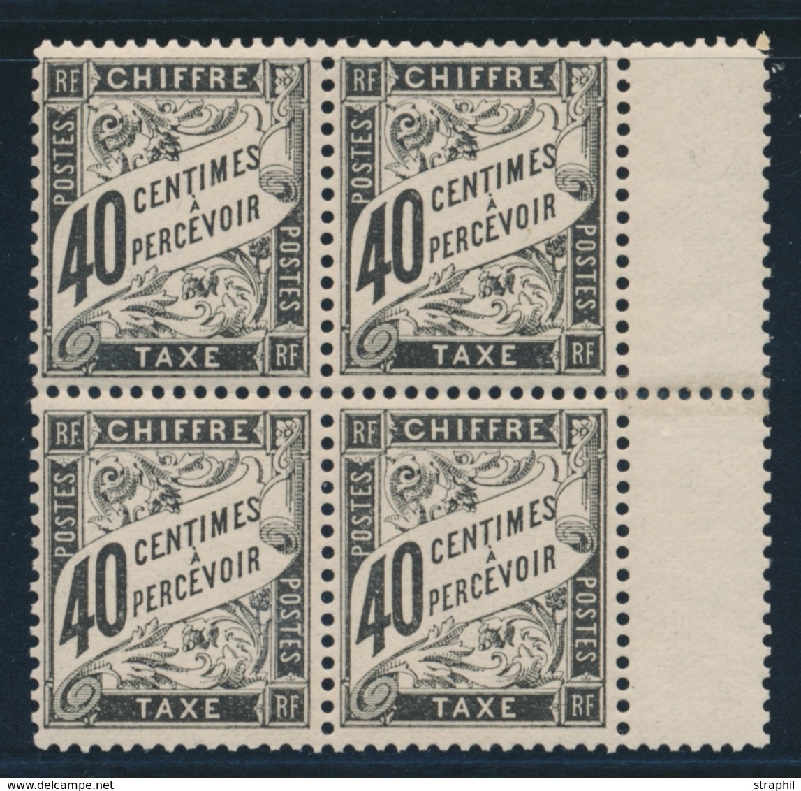 ** N°19 - 40c Noir - Bloc De 4 + Interpanneau - TB Centrage - TB - 1859-1959 Neufs